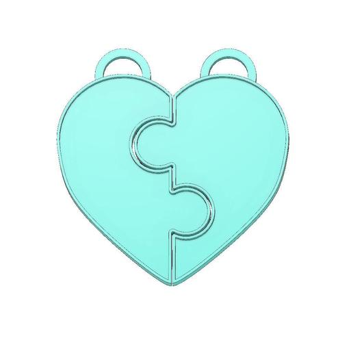love keychain heart puzzle art valentine s day 3D print model - Mito3D
