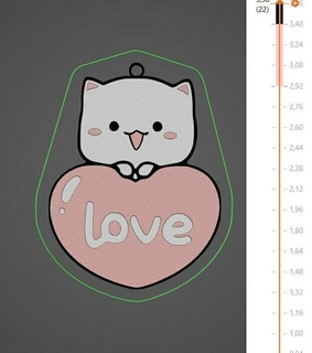 Aşk Yavru kedi anahtarlık ihale tatlı tatlılık sevgililer gün kalp 3d print model - Mito3D