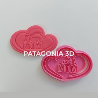 love mom cutter mother's day heart happy gift creative baking cake decoration exclusive design mother 3d print model - Mito3D