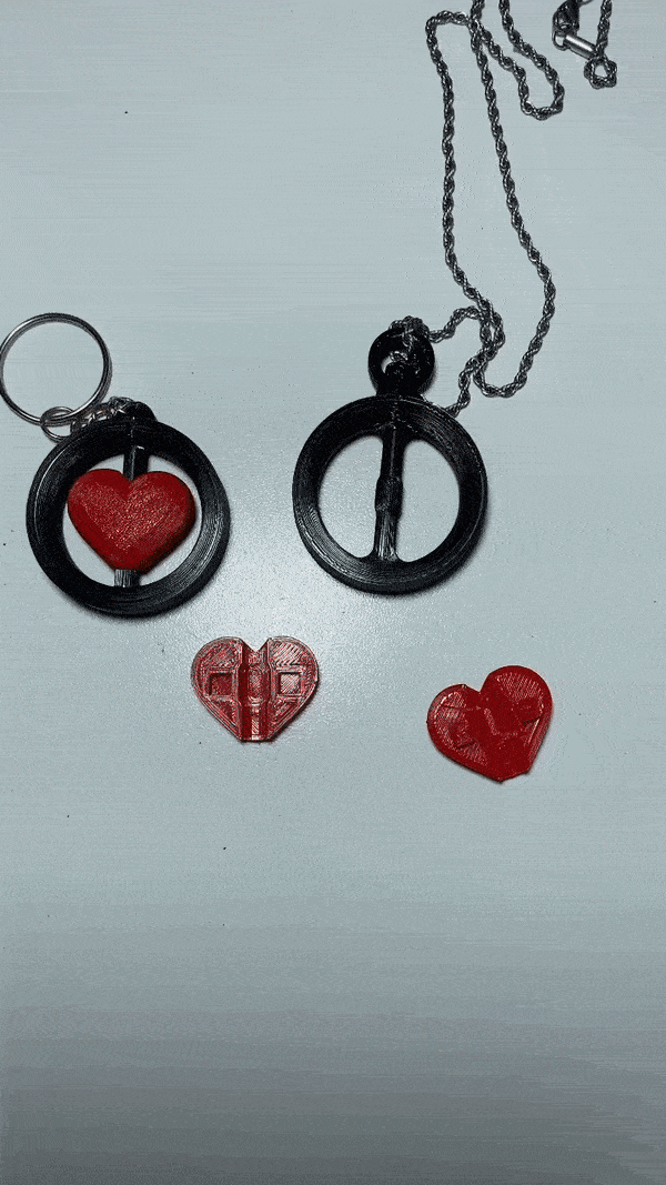 amore movimento chiave squillare rotante collana cuore portachiavi vita decorazione gioiello simbolizzazione 3d design designer3d eccetera 3D print model - Mito3D
