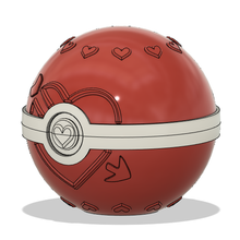 love pokeball heart themed easy print - assembly required game pokemon valentines day poke ball arceus 3d print model - Mito3D