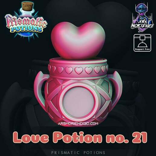 love potion no 21 - prismatic potions antidote ars moriendi 3d arsmoriendi3d boardgame accessories organizer boardgames bottle cap container dice box holder tower tray dnd prop dungeons and dragons fantasy flask heart valentines day kickstarter magic medicine screw tonic twist valentine valentinesday gifts zbrush props 3D print model - Mito3D