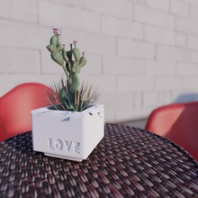 love pot flowerpot cement word plaster 3d print model - Mito3D