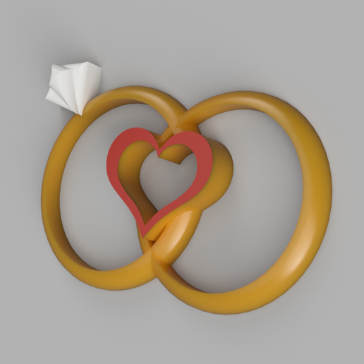 love ring heart keychain 3D print model - Mito3D