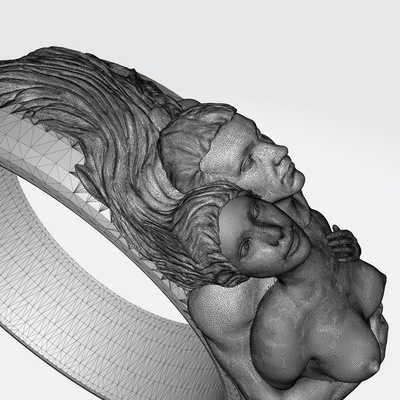 l'amour bague imprimable 3d modèle impression bijoux art conception anatomie corps anneaux 3d print model - Mito3D