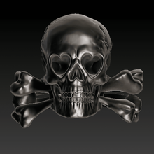 amar crânio ossos cruzados anel jóias 3d print model - Mito3D