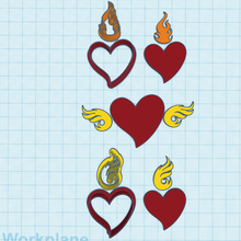 l'amour symbole Valentin sacré cœur coupeur ange ailes timbre biscuit polymère argile broder frayer ensemble 3 modèles 3d print model - Mito3D