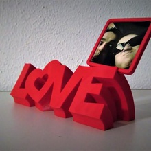 love text photo frame home gift jannie holder extruded 3d print model - Mito3D