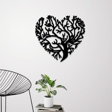 amore albero parete decorazione arte natura vita camera arredamento 2d 3d stampa interno silhouette cuore 3d print model - Mito3D