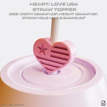love usa flag heart straw topper fashion tumbler buddy hearts texas america murica 3d print model - Mito3D