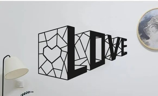aşk duvar süs ev sanat metal yanılsama sevgililer ar sevgili günler 3d print model - Mito3D