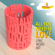 amor palabra Arte enamorado san valentin día Beatles tipografía letra amarillo submarino 3d print model - Mito3D