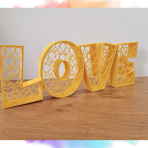 Liebe Wort Herzen Kunst Herz voronoi Valentinstag 3D print model - Mito3D