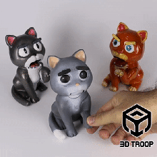charmant colère chat art l'amour animal mignonne 3dtroop jouet enfant compagnie articulé mouvement amusement sculptures souple 3d print model - Mito3D