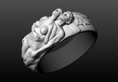 loving embrace man woman ring 3d embrace jewelry gold printable design ring rings wedding brilliant luxury engagement affection model jewel marriage anniversary beautiful  3d print model - Mito3D