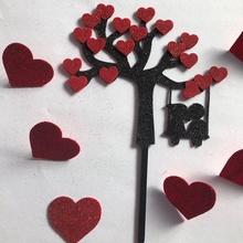 amoroso corações árvore chapéu coco arte namorados bolo Bolinho amantes 3d print model - Mito3D