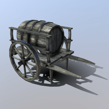 low-poly barile carrello vari cart medievale gioco-ready low poly 3d print model - Mito3D