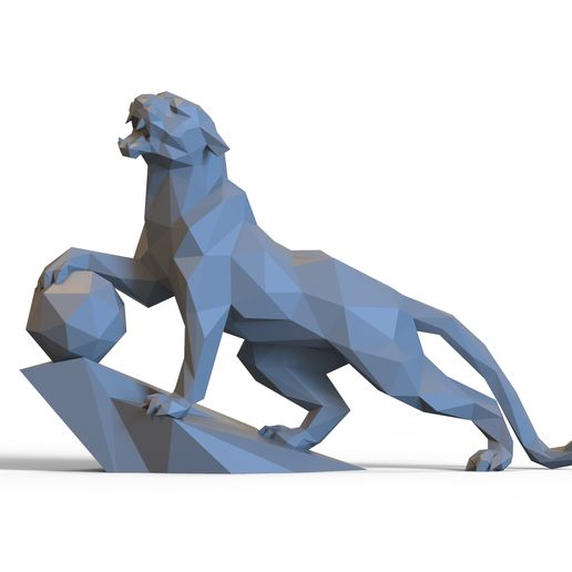 low poly Panther 3d drucken Modell Tiere Raubtier niedrig Lowpoly druckbar Kunst Löwin Skulptur Zahl Skulpturen 3D print model - Mito3D