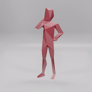 low poly Denken niedrig Kunst Skulptur abstrakt minimalistisch einfach Polygon 3d print model - Mito3D