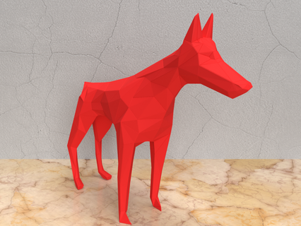 low poly - dog figurine 3d print model - Mito3D