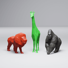 low poly african animal pack art collection animals giraffe gorilla lion africa wild package decoration toy home desk 3d print model - Mito3D