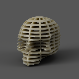 Basso poli artistico cranio design complesso arte scheletro testa luce fermacarte 3d print model - Mito3D