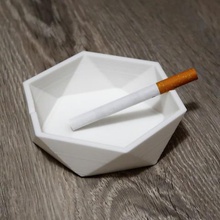 low poly ashtray home stl file cura design pla designer qbmaker cr10 cigarette receptacle bowl decoration easy uncomplicated fdm 3d print small object white pale 3d print model - Mito3D