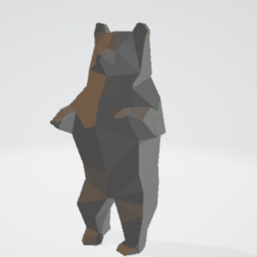 low poly orso art basso carattere figurina arte giocattolo lowpoly poli stl carino deco animale in 3d 3D print model - Mito3D