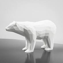 low poly orso scultura modello 3d casa lowpoly grizzly animale statua fermacarte 3d print model - Mito3D