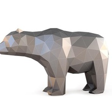 low poly bear art polar animal geometric origami sculpture statue faceted 3d model printing stl ours oso 3d print model - Mito3D