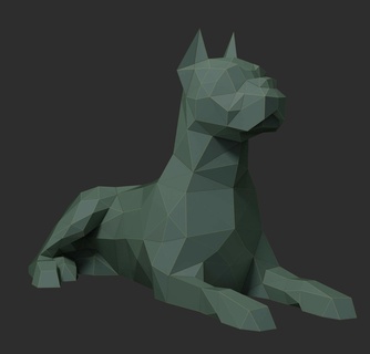 low poly boxer decoration animals resin fdm print3d dog 3d print model - Mito3D
