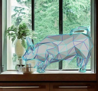 low poly bull wall street underdog sculpture faceted decor desk toy animal statue polydecoration lowpoly pet 3d print model - Mito3D