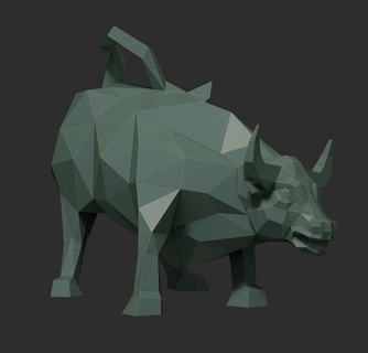 low poly bull decoration animals resin fdm print3d 3d print model - Mito3D