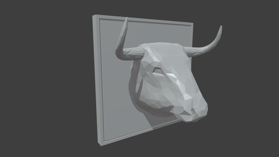 low poly bull head cow geometric wall animal sculpture spain statue origami bullfighter buffalo mammal 3d print model - Mito3D