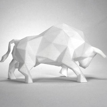 düşük poli boğa sanat dekor heykel hayvan çok yönlü 3d print model - Mito3D
