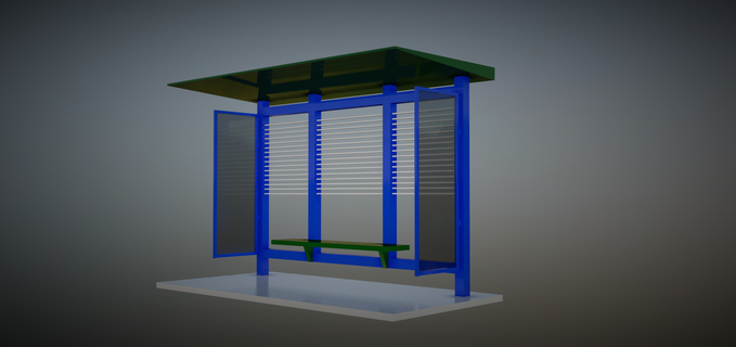 low poly bus stop station exterior decoration game ready city 3d print model - Mito3D