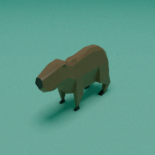 faible poly Capybara lowpoly animaux nature décor 3d print model - Mito3D