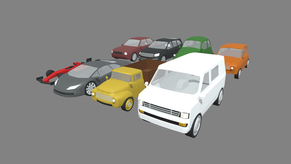 low poly cars package 01 car lowpoly vehicle van truck sports coupe sedan classic toys toon gameready video game pack 3d print model - Mito3D