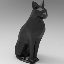 low poly cat art egitto 3dbras sfaccettato animale la scultura arredamento poli basso 3d print model - Mito3D