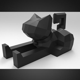 low poly cat mobile phone holder support lowpoly free 3d print model - Mito3D