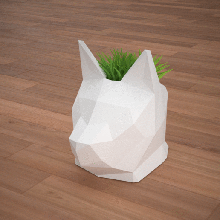 low poly chat planteur la maison décor animal tête de lowpoly des chats pot catlove vase cat jardinière 3d print model - Mito3D