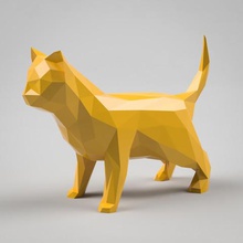 low poly cat sculpture 3d model home lowpoly animal statue paperweight 3d print model - Mito3D