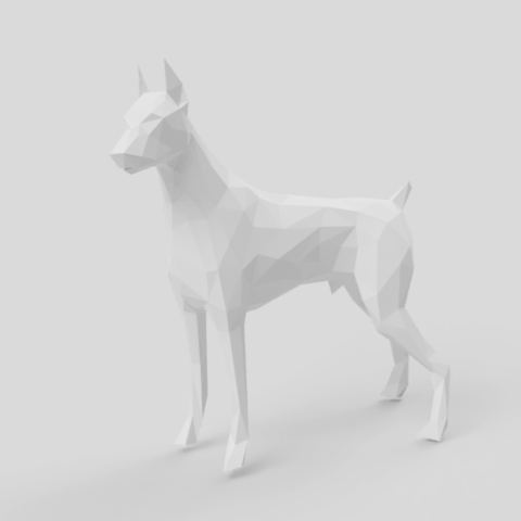 low poly dobermann vários animais cão 3D print model - Mito3D