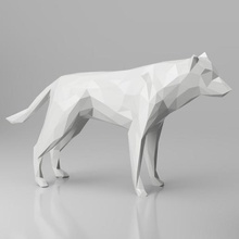 low poly dog wolf sculpture 3d model home paperweight statue animal 3dwolf 3ddog lowpoly 3d print model - Mito3D