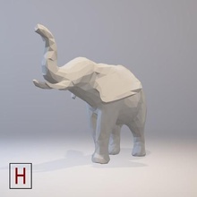 low poly elephant art animal 3d print model - Mito3D