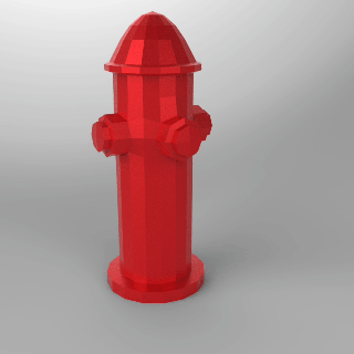 niedrig poly Feuer Hydrant Feuerhydrant städtisch rot Rothydrant Lowpoly Sepiskop 3d print model - Mito3D