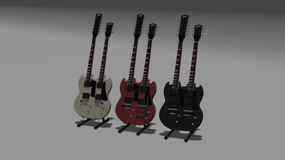 low poly gibson 1958-1962 eds-1275 double neck 12 string guitar Art sg display vintage 1958 eds1275 3d print model - Mito3D