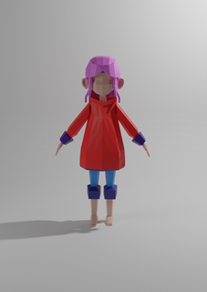 low poly girl figure garish colors 3d print model - Mito3D
