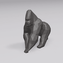 low poly gorilla art desk home decoration toy primate strength strong wild life ape monkey mammal africa animal 3d print model - Mito3D