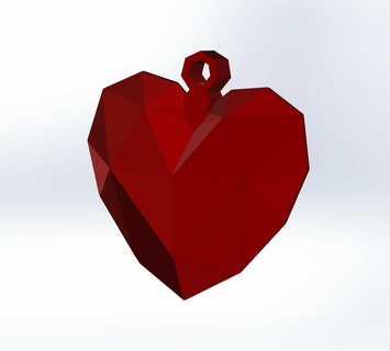 low poly heart keychain keyring pendant 3d print model - Mito3D